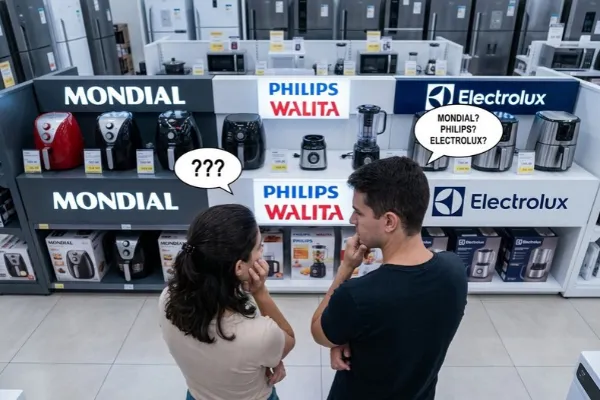 Philips Walita, Mondial ou Electrolux Casal em loja de eletrodomésticos comparando marcas Mondial, Philips Walita e Electrolux, na dúvida se a Philips Walita é boa?