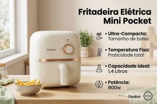Air Fryer Gaboor Pocket 1,4 litros Ilustração da airfryer gaabor 1,4 litros