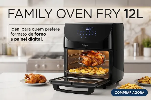 air fryer elgin 12 litros é boa Air Fryer Elgin Family Oven Fry 12 litros com painel digital