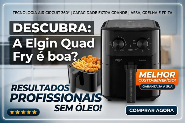 air fryer quad fry é boa Air Fryer Elgin Quad Fry preta de 4,2 litros com controles frontais