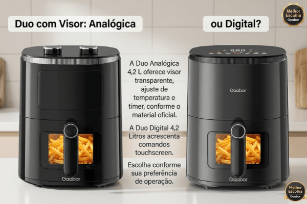 airfryer gaabor duo digital e analogico 4,2 litros airfryer gaboor duo com visor e digital