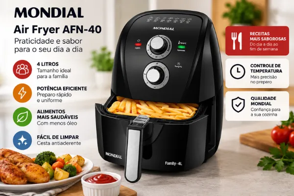 Air Fryer Mondial AFN-40 4 litros preta com cesto antiaderente