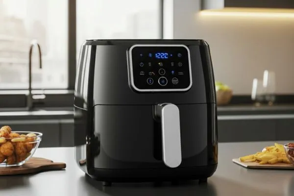 air fryer em cima de uma mesa na cozinha