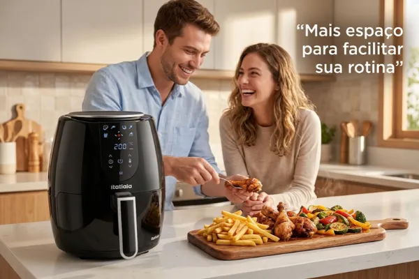 Air Fryer Itatiaia 3,7 litros em cozinha com alimentos preparados