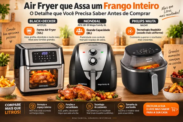 air fryer que assa um frango inteiro comparativo e modelos
