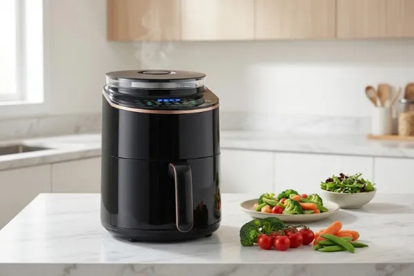 Airfryer Labravia a Vapor 4,5 L sobre a bancada da cozinha.