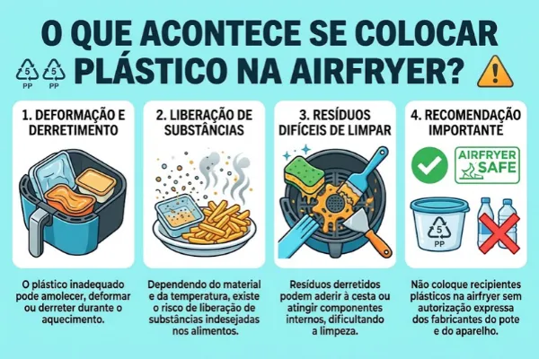 o que acontece com pote de plastico na airfryer ilustração mostrando o que acontece com pote de plástico na airfryer
