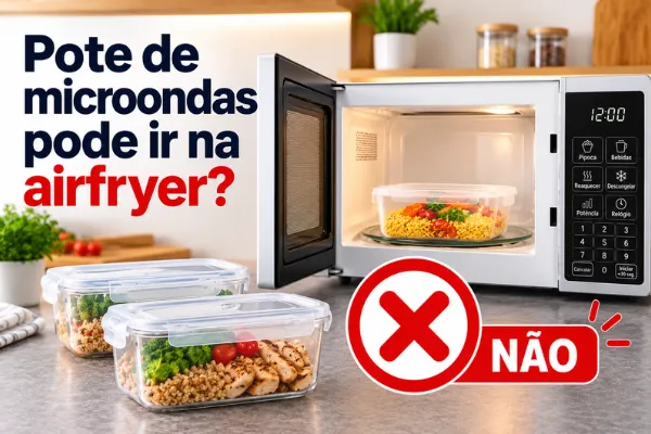 pote de microondas na airfryer imagem que mostra um pote de plastico dentro do microondas