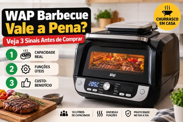 Air fryer WAP Barbecue preta com visor e painel digital