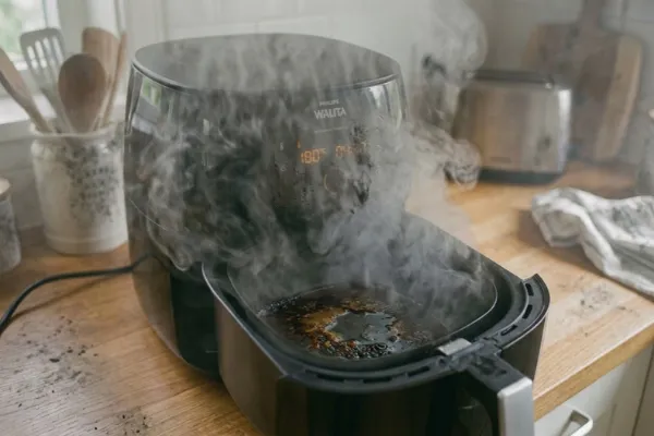 airfryer saindo fumaça com agua dentro