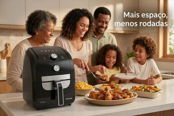 Air Fryer Itatiaia 5 litros com refeição familiar preparada