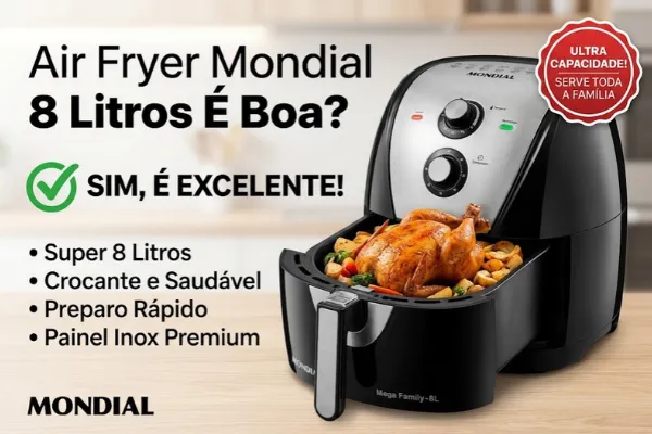 air fryer mondial afn 80 bi é boa air fryer mondial é boa? Modelo AFn-80-Bi painel inox premium