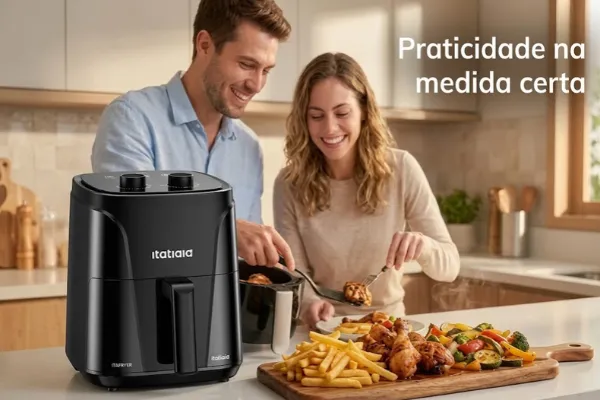 Air Fryer Itatiaia 4 litros em cozinha com refeição preparada